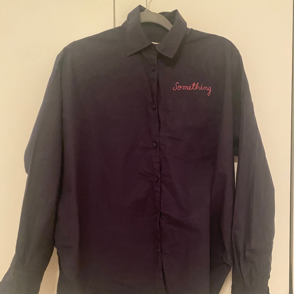 Navy blue button down